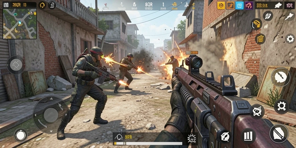 Tampilan gameplay 8QR yang seru dengan aksi pertempuran intens.