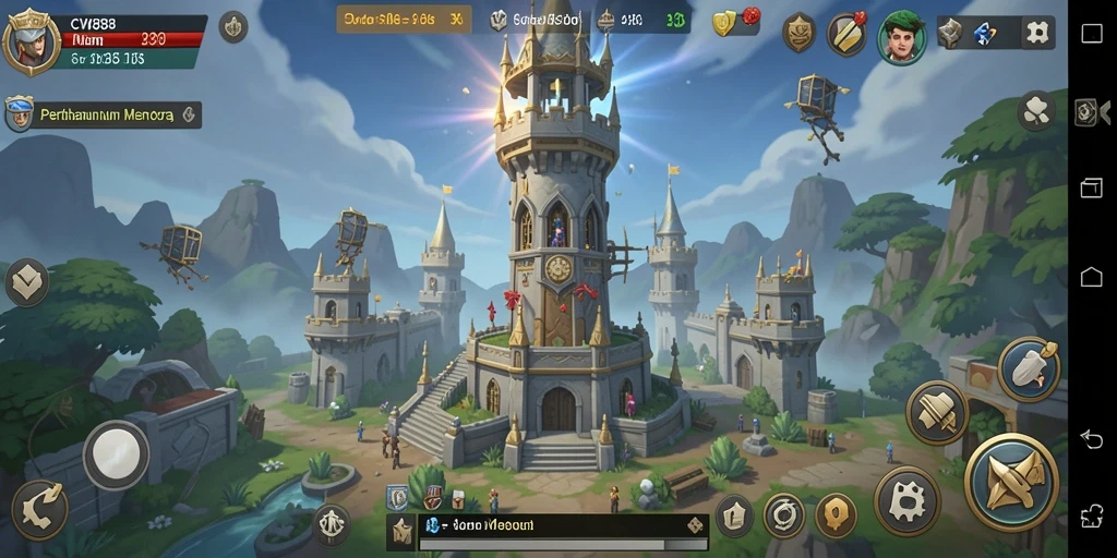 Screenshot gameplay CW8888 menampilkan pertahanan menara yang menantang dan seru.
