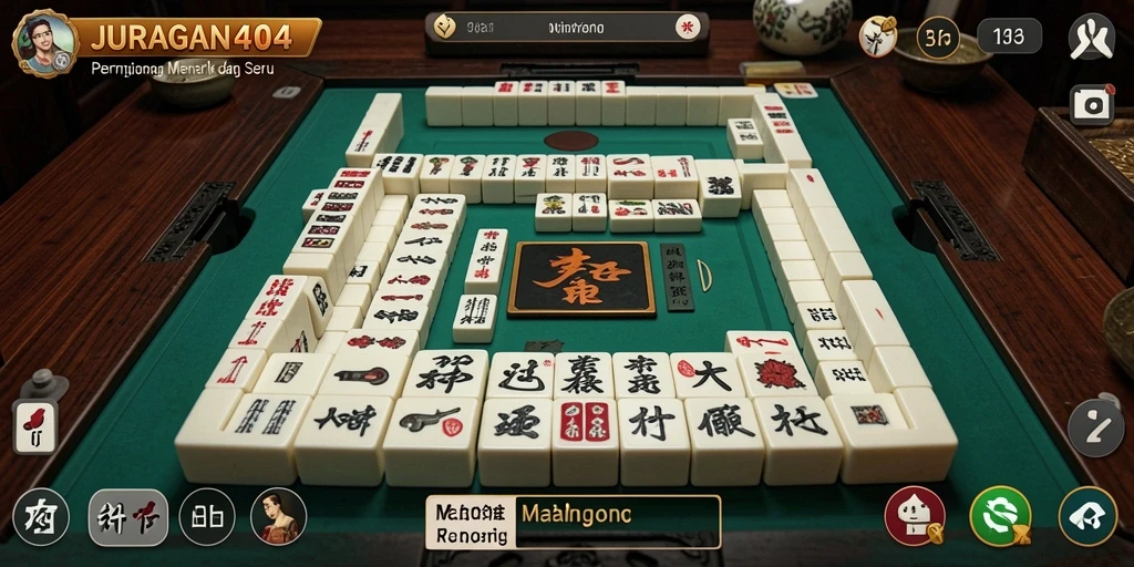 Tampilan permainan JURAGAN404 yang menampilkan gameplay Mahjong yang seru.