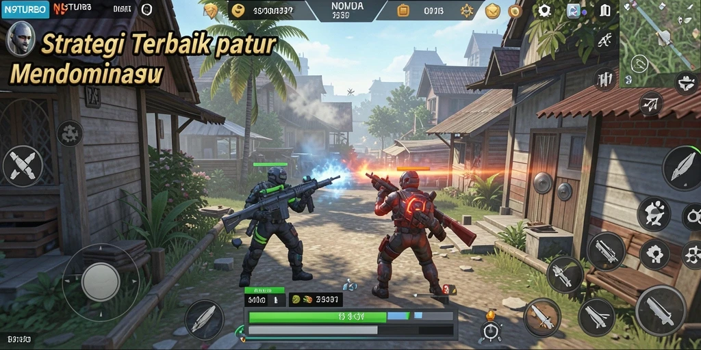 Tampilan gameplay N9TURBO dengan aksi strategi yang mendebarkan.