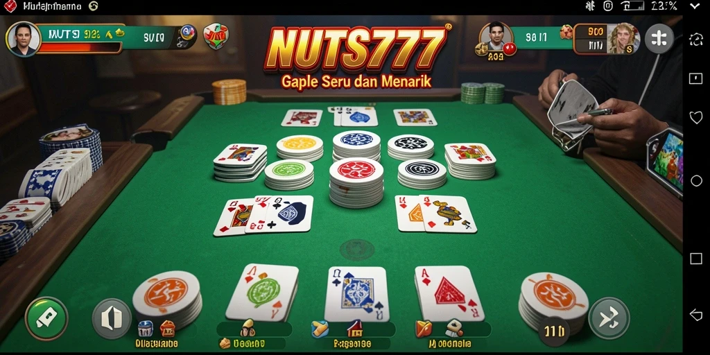 Tampilan gameplay Gaple yang seru dan interaktif di NUTS777.