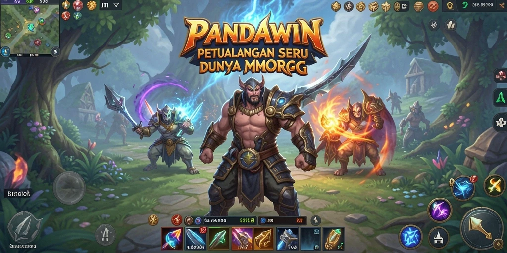 Tangkapan layar gameplay <strong>PANDAWIN</strong> yang menunjukkan pertarungan seru di dunia MMORPG.