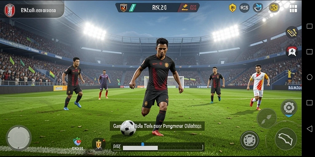Tampilan gameplay RK55 yang menegangkan di lapangan sepak bola.