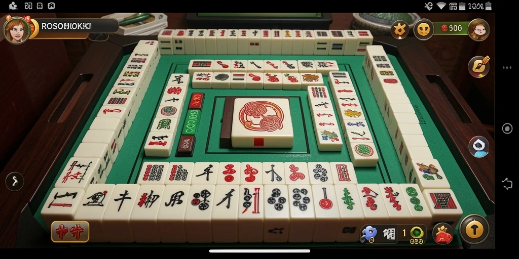 Screenshot ROSOHOKI menampilkan gameplay Mahjong yang seru dan interaktif.