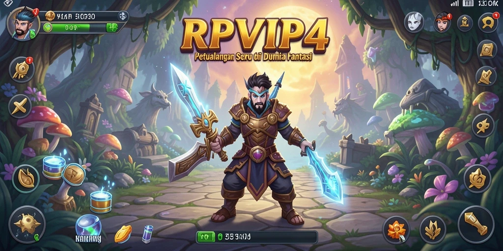Screenshot RPVIP4 menunjukkan karakter menjelajahi hutan misterius.
